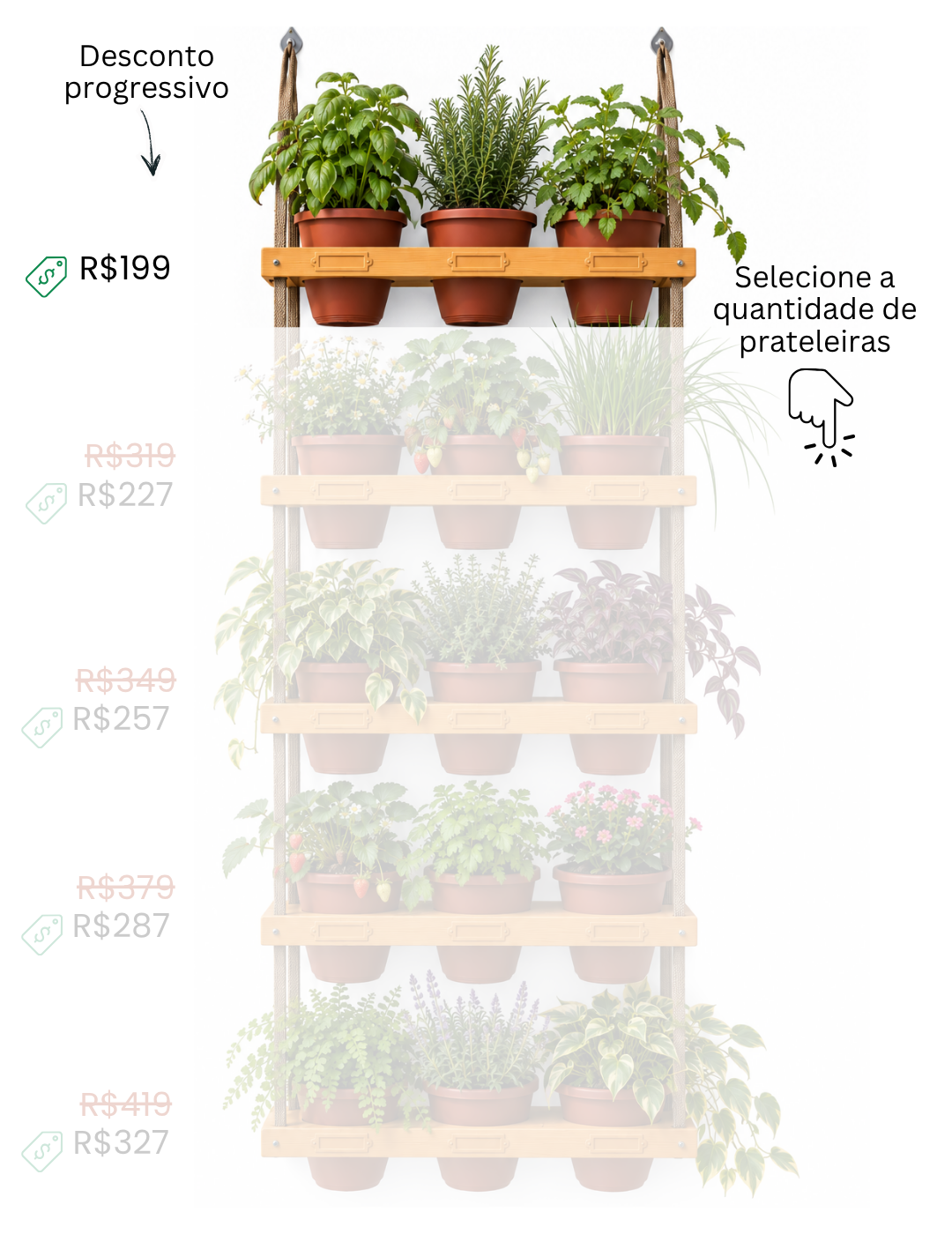 Horta Personalizável com 1 prateleiras