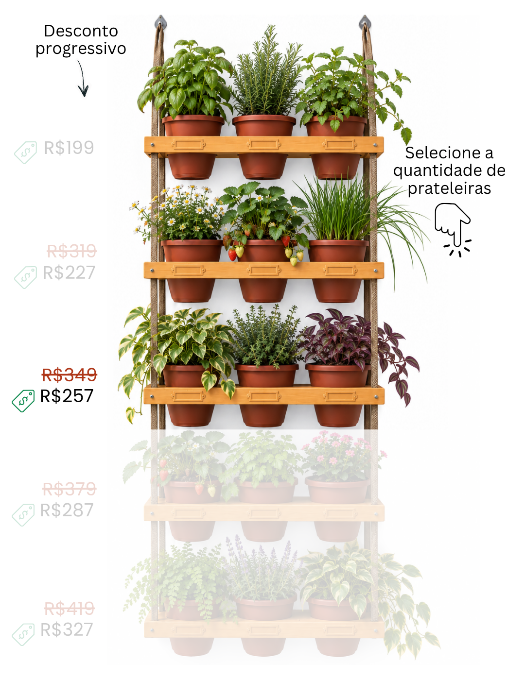 Horta Personalizável com 3 prateleiras