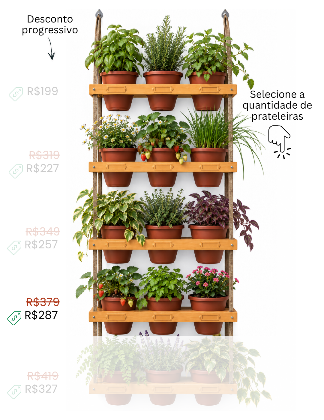 Horta Personalizável com 4 prateleiras
