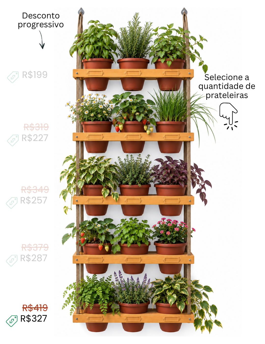 Horta Personalizável com 5 prateleiras